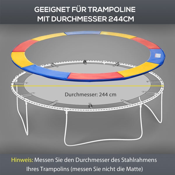HOMCOM Trampolin Randabdeckung Sicherheitsnetz Wetterplane Leiter Randabdeckung: Ø 244cm Bunt