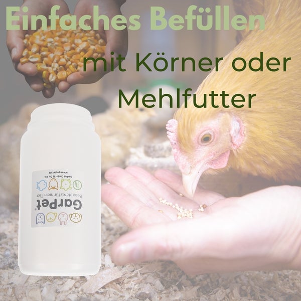 Garpet Futterspender für Körner oder Mehlfutter für Tiere