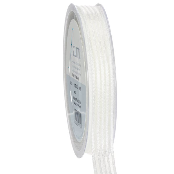 f.stumpf Geschenkband und Dekorationsband, 15 Millimeter breit, 20 Meter lang, weiß.