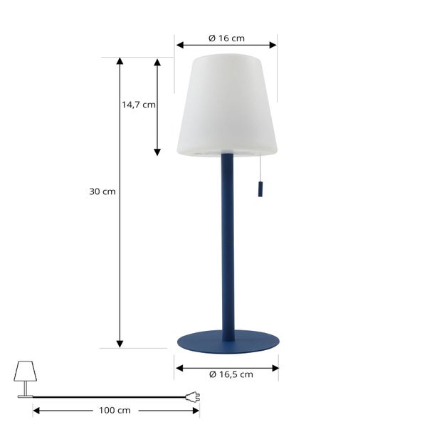 Lindby LED Akkutischlampe höhenverstellbar, Lichtfarbe 3-stufig einstellbar Akku Tischlampe kabellos aufladbare tragbare Tischleuchte Garten IP44