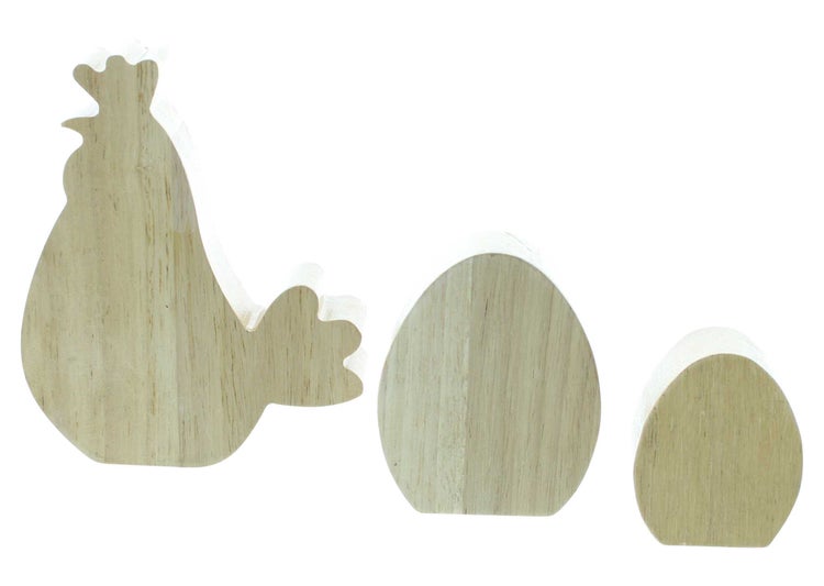 FRANK FLECHTWAREN | Osterdeko Puntos, 3er Set, HOLZ, H: 7cm, H: 9,5 cm, H: 12 cm