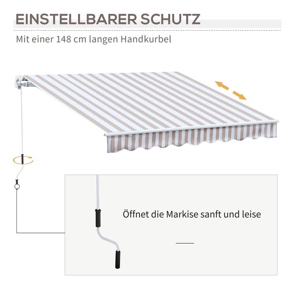 Outsunny Markise mit Handkurbel, Gelenkarmmarkise, Sonnenschutz, 3 x 2,5 m,  Alu, Berge
