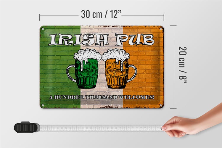 Blechschild Spruch 30x20cm irish pub a hundred thousand