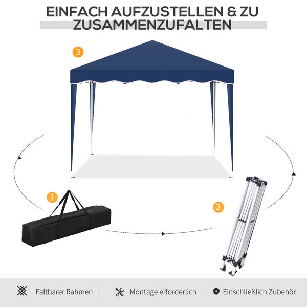Outsunny Faltpavillon, faltbar, höhenverstellbar, mit Transporttasche, UV-Schutz, 3 x 3 m, Stahl, Oxford, Blau