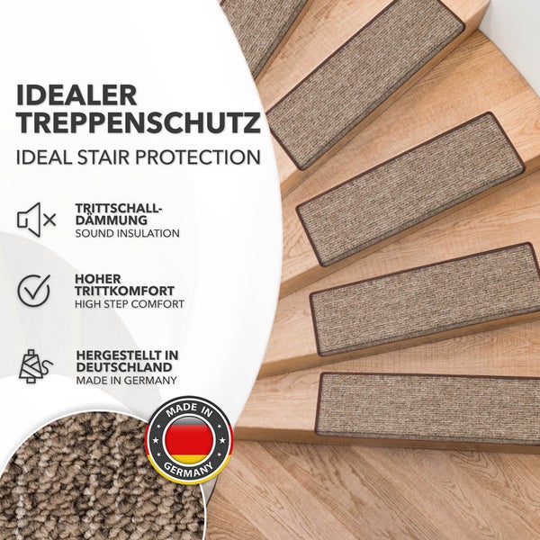 FLOORDIREKT Stufenmatte Alto - Selbstklebend - Braun - Rechteckig - 23,5 x 65 cm