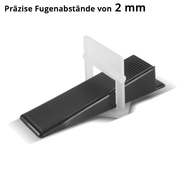 Fliesenverlegehilfe mit Keilen und Zuglaschen