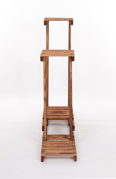 Blumenständer FLORANGE HxBxT 116x95x25cm 5 Ablagen Kieferholz Braun geflammt