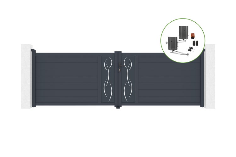 Flügeltor 4m LIFE H.120cm Aluminium + BUNKER B500 Motorisierung