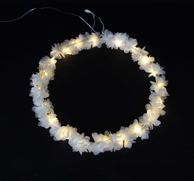 FRANK FLECHTWAREN | LED-Hänger Blütenring, KUNSTSTOFF, METALL, 30 x 30 cm