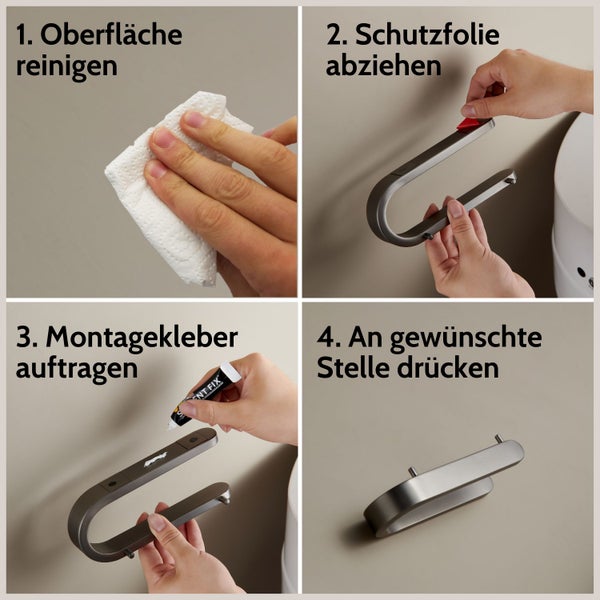 DEKAZIA® Toilettenpapierhalter ohne Bohren Edelstahl grau | Klopapierhalter ohne Bohren | Klorollenhalter ohne Bohren Klopapierhalter WC Rollenhalter ohne Bohren WC Papier Halterung Kleben