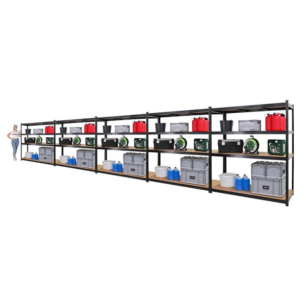 PROREGAL Mega Deal 5x Schwerlastregal Taurus XL mit TÜV/GS Zertifizierung HxBxT 180 x 160 x 60 cm Fachlast 250 kg Schwarz