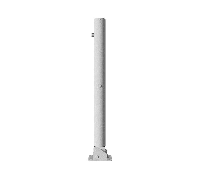 Schake Absperrpfosten umlegbar aus Stahlrohr verzinkt Ø76x2,5mm mit Dübelbefestigung, Profilzylinderschloss und Stahlkappe 900mm Überflur
