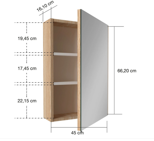 Badmöbel-Set Badezimmer Möbel Badmöbel Kreaenez Breite 65 x 45 cm, mit Spiegelschrank
