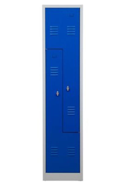 PROREGAL Garderobenspind Camel 2-Fächer-Z-Design HxBxT 180 x 41 x 50 cm Vorhängeschloss Grau-Blau