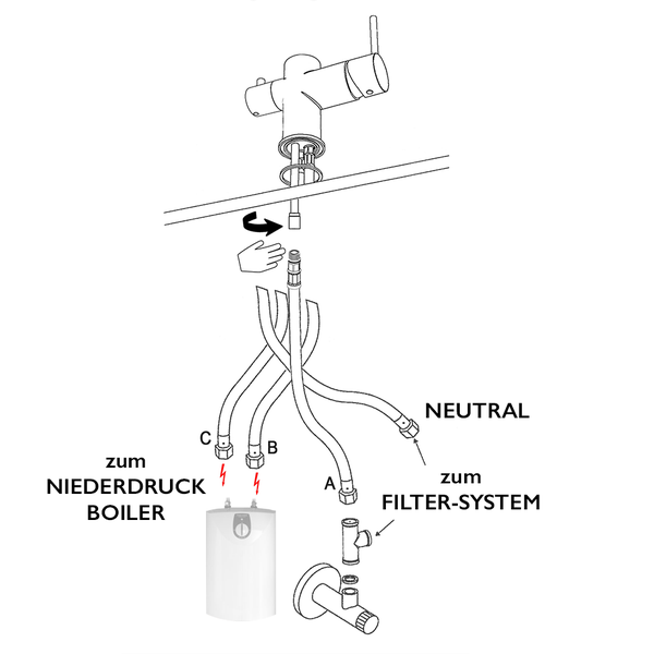 NIEDERDRUCK 3 Wege Wasserhahn Küchenarmatur, FC, mit 360° schwenkbarem Auslauf, abnehmbare 2 strahl Handbrause, Schwarz Matt / Türkis