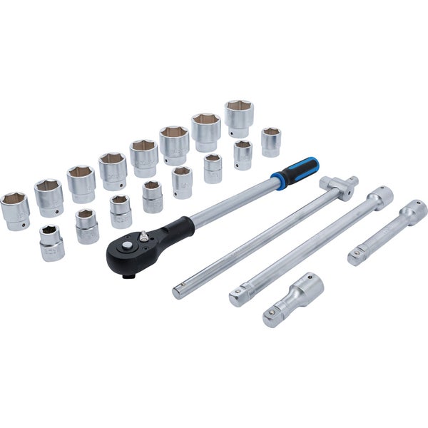 Steckschlüsselsatz mit Ratsche, Verlängerungen und Nüssen