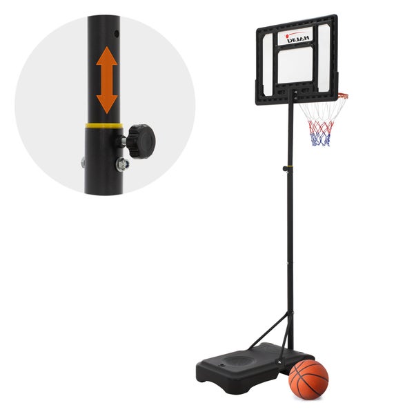 Hauki Basketballkorb-Set Outdoor mit Ständer, Rollen, Ball, Pumpe, Weiß, höhenverstellbar 156-210 cm, Basketballständer mobil, Korbanlage tragbar, befüllbar, Basketballanlage für Kinder/Erwachsene