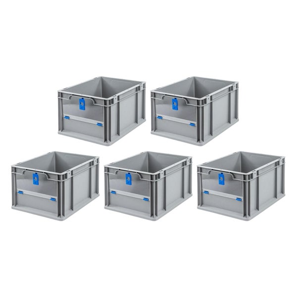 PROREGAL SparSet 5x Eurobox NextGen Insight Cover HxBxT 22 x 30 x 40 20 Liter Niedrig/Blau Eurobehälter Transportbox