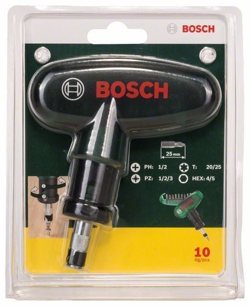 Bosch T-Griff Schraubendreher mit 10 Bits