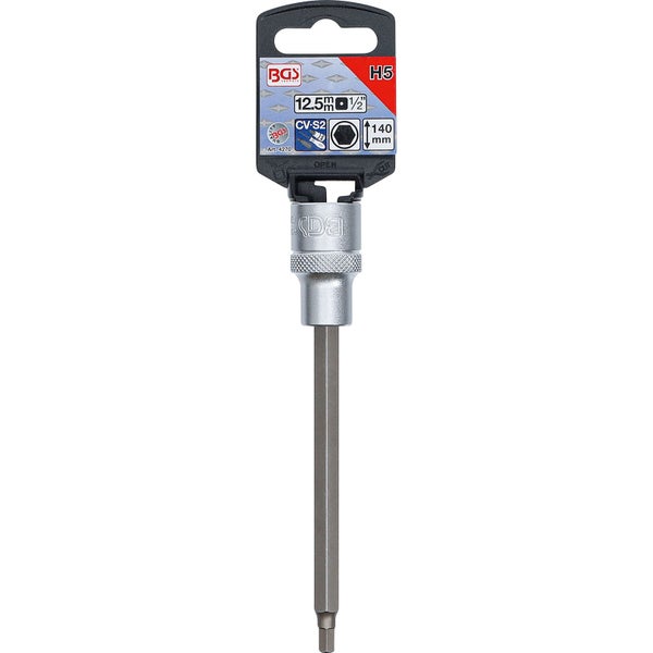 BGS Bit-Einsatz Länge 140 mm Antrieb Innenvierkant 12,5 mm (1/2) Innensechskant 5 mm - 4270