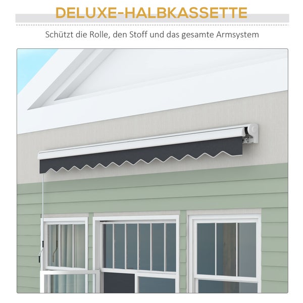 Outsunny Gelenkarmmarkise,  Elektrische Markise mit Handkurbel,  4 x 3 m, Alu, Grau