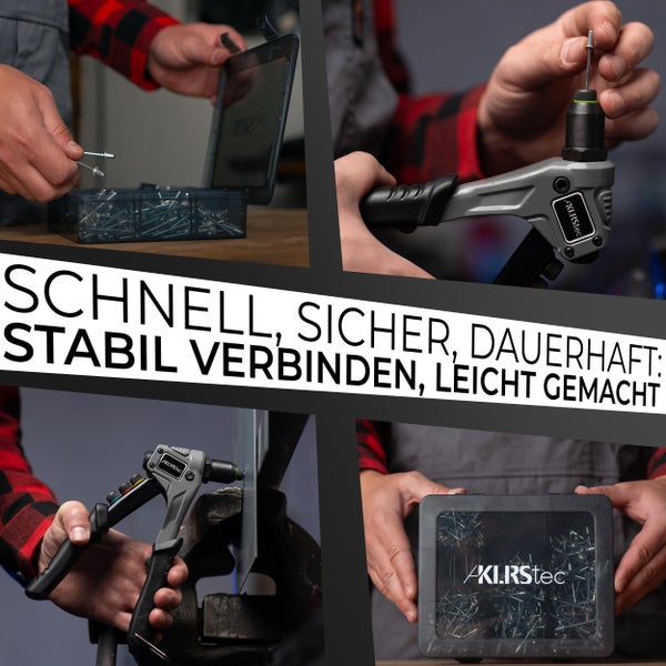 KLRStec Professional Blindnieten Set [500tlg.] Aluminium/Stahl Popnieten Set für Nietenzangen 125 Stk. jeder Größe (2,4mm, 3,2mm, 4,0mm und 4,8mm)