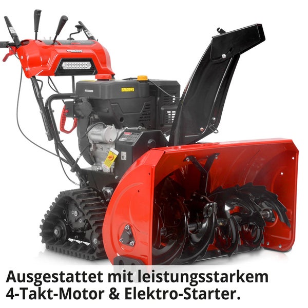 Rote Schneefräse mit Raupenantrieb