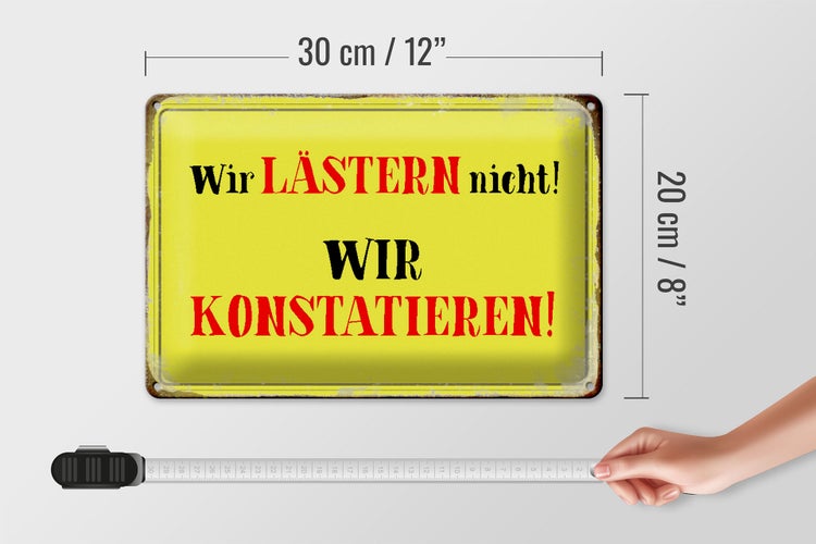Blechschild Spruch 30x20cm wir lästern nicht konstatieren