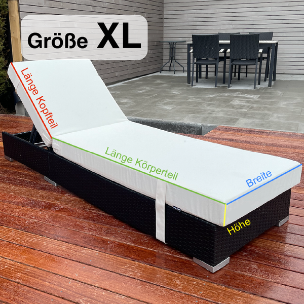 Lulu-Belle Liegeauflage Miami Größe XL | nach Maß – Individuelle Größe & Farbe | Perfekte Passform für Ihre Sonnenliege | Maßgefertigte Liegeauflage Sitzauflage | Länge bis 240 cm, Breite bis 150 cm, Höhe bis 10 cm