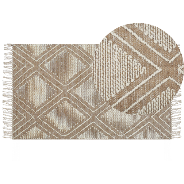 Teppich KACEM Beige 80 x 150 cm Baumwolle