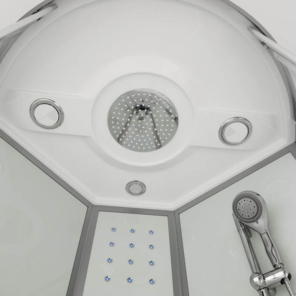 Home Deluxe - Komplettdusche WHITE PEARL - Maße: 90 x 90 cm - inkl. Regendusche Radio und Zubehör I Fertigdusche, Dusche, Duschtempel
