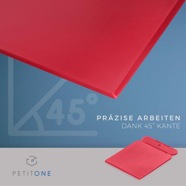 PETITONE Japanspachtel - 4tlg Premium Kunstoff Spachtel Set - Leicht zu reinigender Flächenspachtel - Spachtel Werkzeug - Extra große Griffnoppen - Spachtel Acrylmalerei - Besonders Präzise 45°-Kante