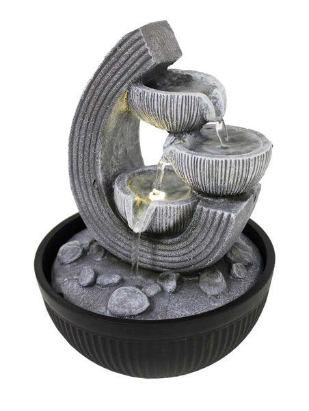 Zimmerbrunnen Tischbrunnen FoBacinelle antik grau Led 27 cm 11115