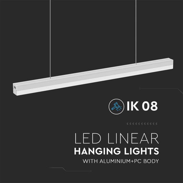 LED-Linear-Hängeleuchte mit Aluminium- und Polycarbonat-Körper, Stoßfestigkeit IK08