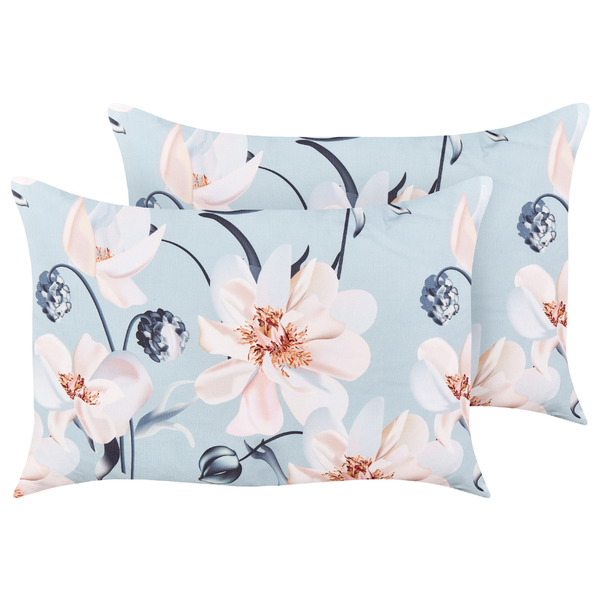 Gartenkissen 2er Set APRICALE Blumenmuster 40 x 60 cm Blau