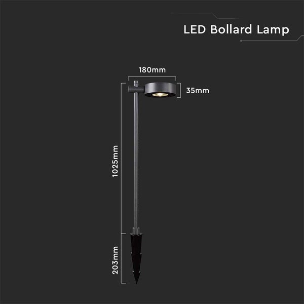 V-TAC VT-11107-B - Außenbeleuchtung - Pollerlampen - IP65 - Schwarzes Gehäuse - 6 Watt - 620 Lumen