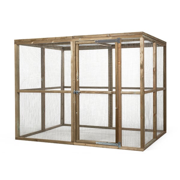 Holzvoliere mit Drahtgitter und Tür