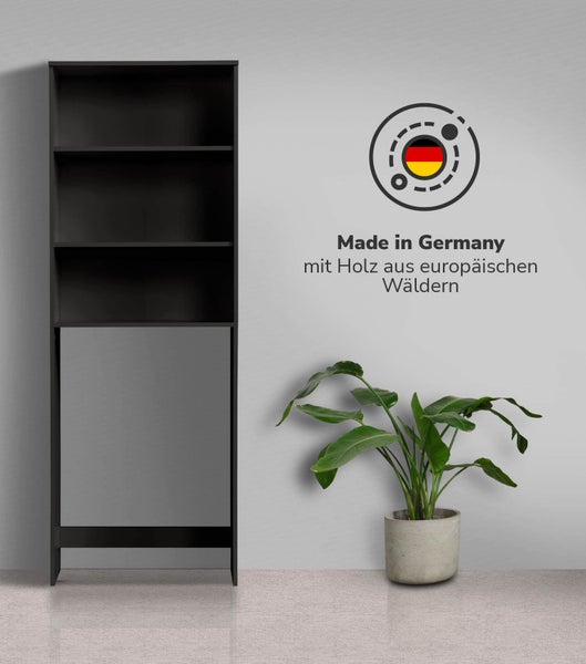 mokebo Waschmaschinenschrank 'Der Saubermann', Überbau für Waschmaschinen und Trockner in Anthrazit