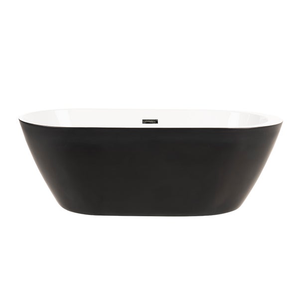 Home Deluxe - freistehende Badewanne - Design Badewanne freistehend Codo Schwarz - Maße: ca. 170 x 80 x 58 cm - Füllmenge: 204 Liter - Inkl. komplettem Zubehör