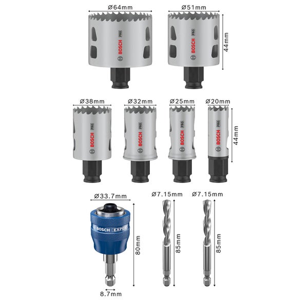 Bosch Pro Lochsägen Set mit zwei Bohrern und einem Adapter