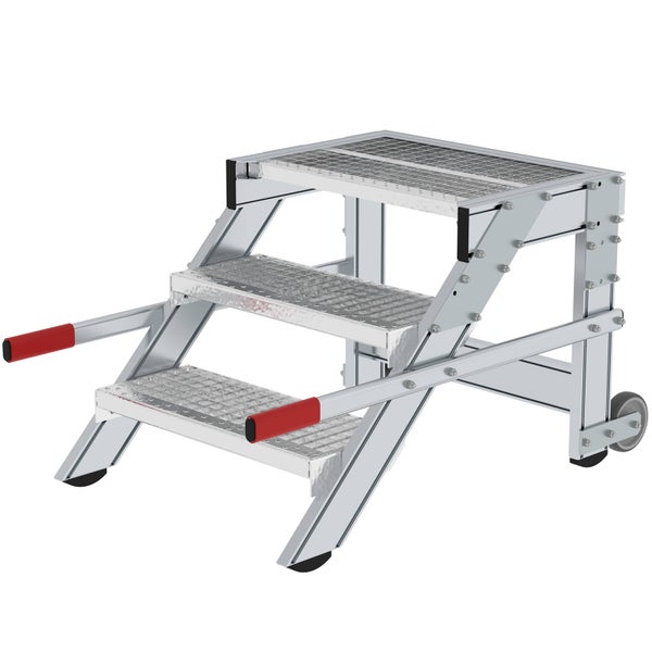 Aluminium Arbeitsbühne mit drei Stufen und Rollen
