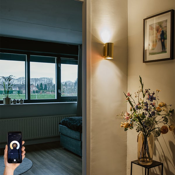 Smarte Wandleuchte gold rund inkl. 2 WiFi GU10 - Sandy