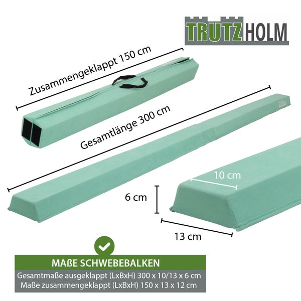 Schwebebalken für Gymnastik mit Klettverschluss-Verbindung zur Erweiterung und für mehr Stabilität.