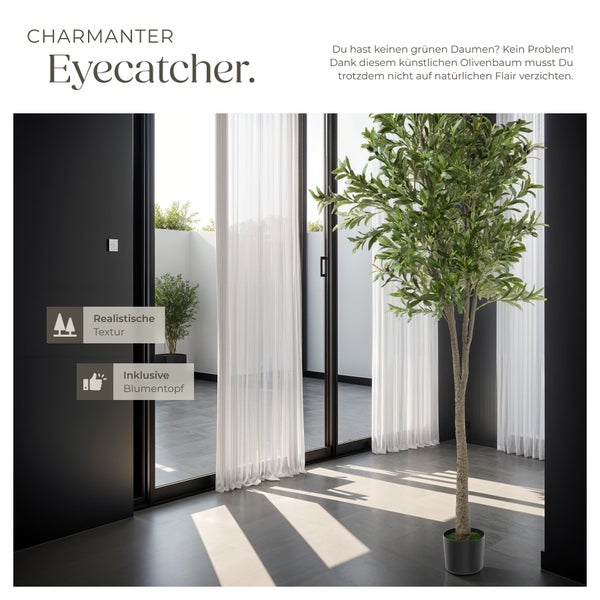 Künstlicher Olivenbaum tectake Oleand stabiler Kunststoff-Blumentopf verschiedene Größen grün