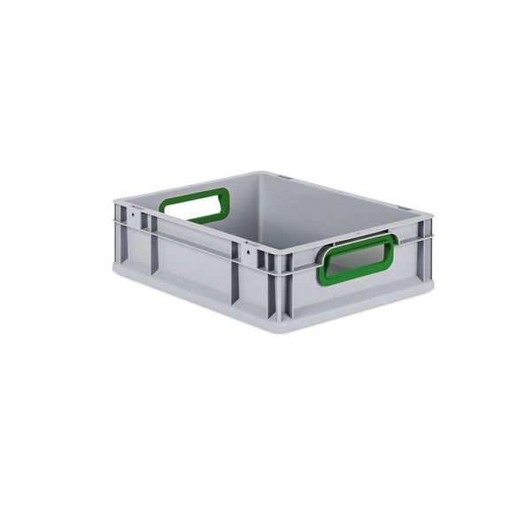PROREGAL Spar Set 16x Eurobox Nextgen Color Mit Auflagedeckel & Schiebeschnappverschlüsse HxBxT 12 x 30 x 40 cm Griffe Grün Offen Glatter Boden