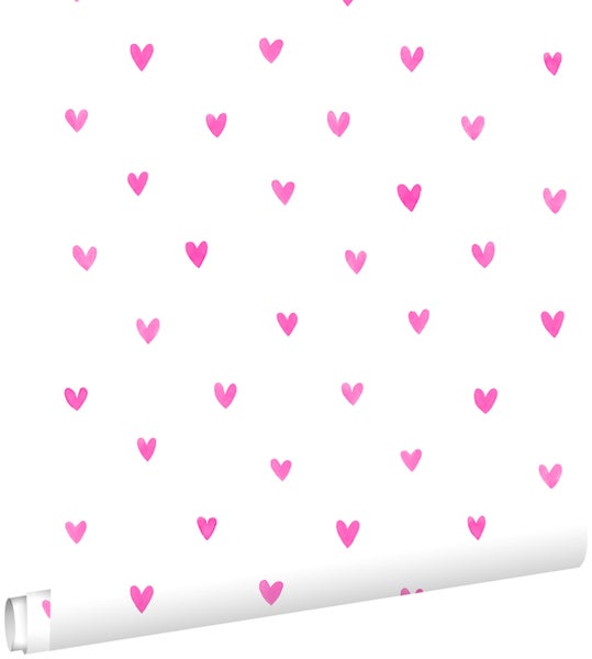 ESTAhome Tapete Herzchen Bonbonrosa - 53 cm x 10.05 m - 138866