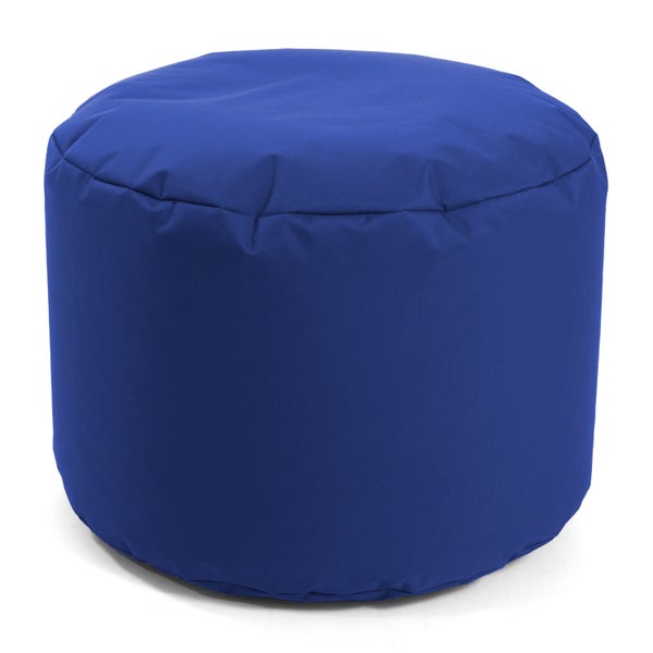 Outdoor Pouf o. Hocker 60x40cm in Blau für Balkon und Garten 'Der Ruhepouf', Sitzhocker rund, Bodenkissen, Fußhocker, Sitzpouf, Puff und Beistelltisch mit EPS-Perlen Füllung, auch Indoor geeignet