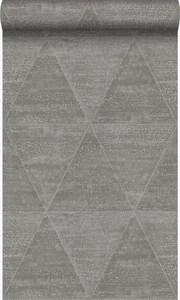 Origin Wallcoverings Tapete verwitterte Metalldreiecke Industriegrau - 53 cm x 10,05 m - 337603