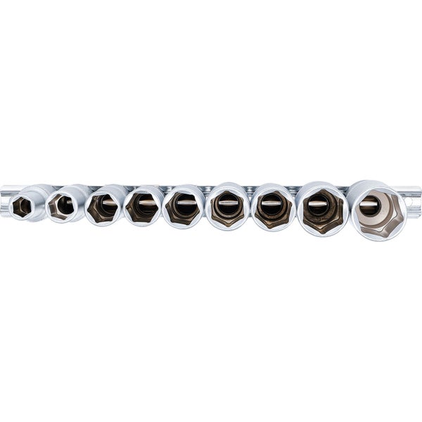 BGS Steckschlüssel-Einsatz-Satz Sechskant tief Antrieb Innenvierkant 12,5 mm (1/2) SW 10 - 24 mm 9tlg. - 2223