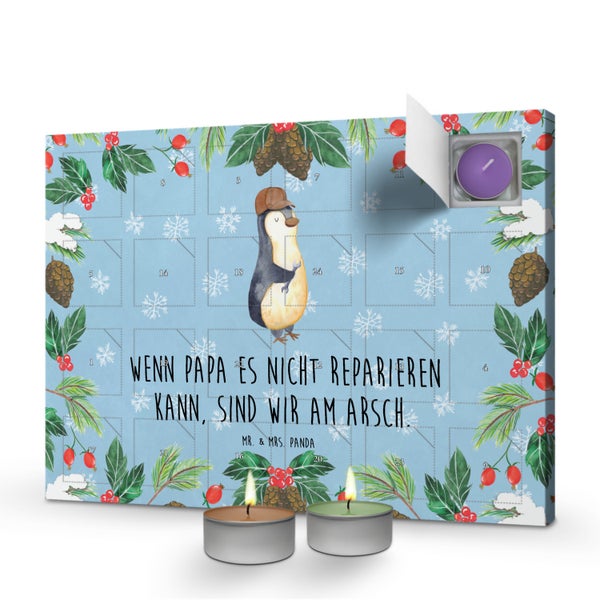 Mr. & Mrs. Panda Duftkerzen Adventskalender Wenn Papa es nicht reparieren kann, sind wir am Arsch - Blau Pastell